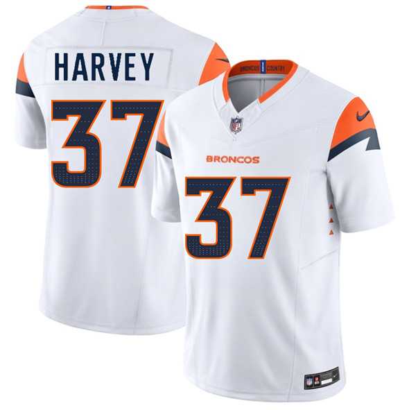 Men & Women & Youth Denver Broncos #37 RJ Harvey White 2025 Draft F.U.S.E. Vapor Limited Stitched Jersey